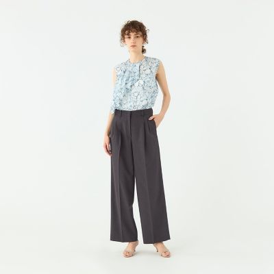 エクストラファインポリエステルトロピカル タックワイドパンツ
