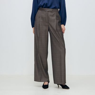 365 GLEN CHECK タックワイドパンツ | maison