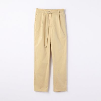 コットンポリエステル　フロントタックテーパードパンツ