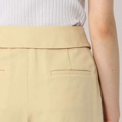 コットンダブルサテン　アシンメトリーベルテッドパンツ