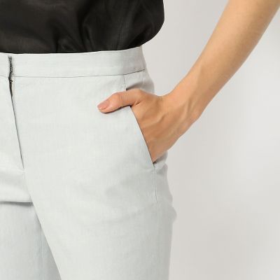 リネンレーヨンコットン　バックスリットスリムパンツ