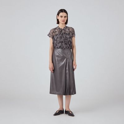 ロイヤルレザーライククロス　アシンメトリープリーツスカート