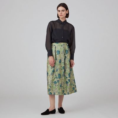 チンツフラワージャカード　タックボリュームスカート