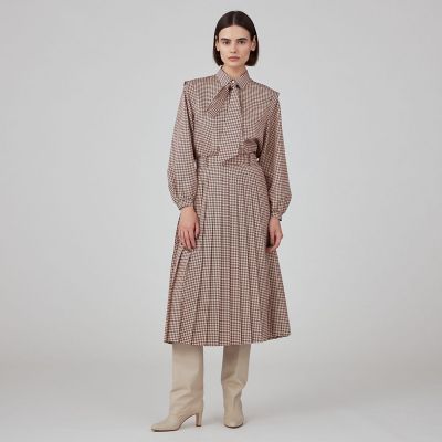 カラーハウンドトゥース プリーツスカート | maison TOMORROWLAND