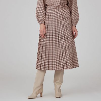 カラーハウンドトゥース プリーツスカート | maison TOMORROWLAND