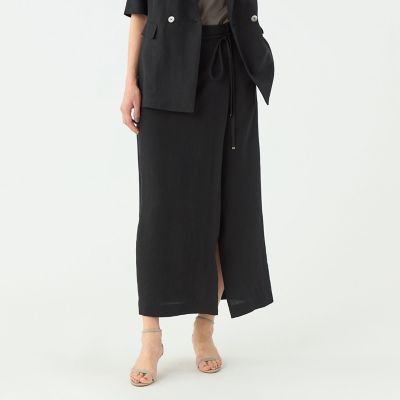 【予約商品６月下旬以降順次お届け】レーヨンリネンオックス　サイドスリットスカート