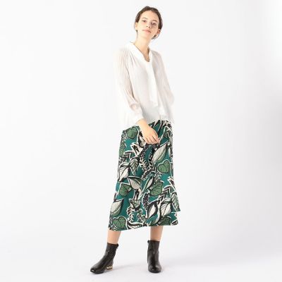 ＜maison TOMORROWLAND＞レーヨンシルクボタニカルプリント　アシンメトリータックスカート