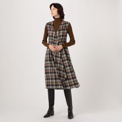 シャドータータンチェック　カシュクールワンピース