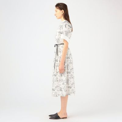 ラビリンスエンブロイダリー バンドカラーシャツワンピース | maison 