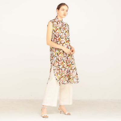 アドフラワープリント ノースリーブシャツワンピース | maison