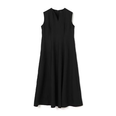 【送料無料】maison TOMORROWLAND/メゾン トゥモローランド スムースリネン キーネックフレアワンピース 19ブラック ワンピース・ドレス【三越伊勢丹/公式】