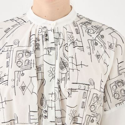 TOMORROWLANDcollectionキッチンエンブロイダースタンドカラー キッチンエンブロイダリー スタンドカラーワンピース | maison