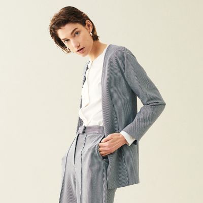 tomrrowland カラミ ノーカラージャケット+フレンチスリーブブラウス tomrrowland カラミ ノーカラージャケット+フレンチスリーブ