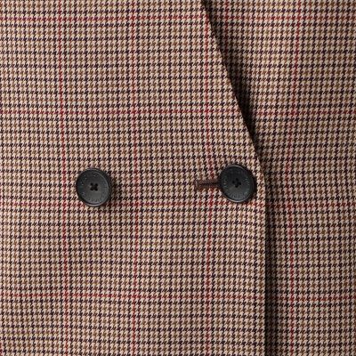 ガンクラブペーンチェック ダブルブレストノーカラージャケット