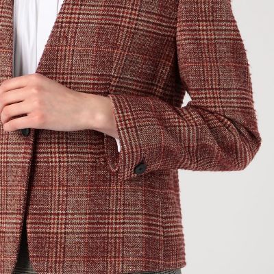 モスグレンチェック ノーカラージャケット | maison TOMORROWLAND