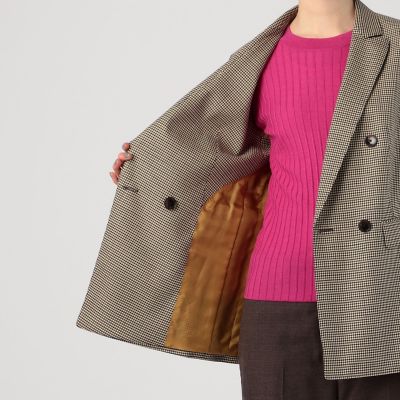 ガンクラブチェックストレッチ　ダブルブレストジャケット