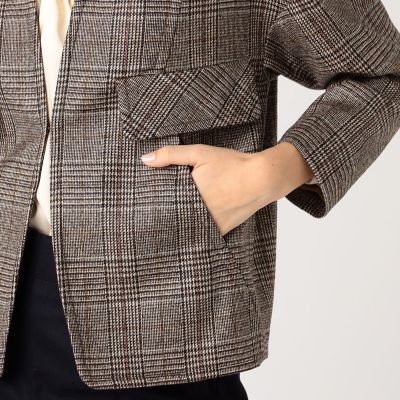 シックグレンチェック ショートジャケット | maison TOMORROWLAND
