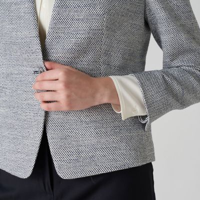 テープストレッチツイード ノーカラージャケット | maison