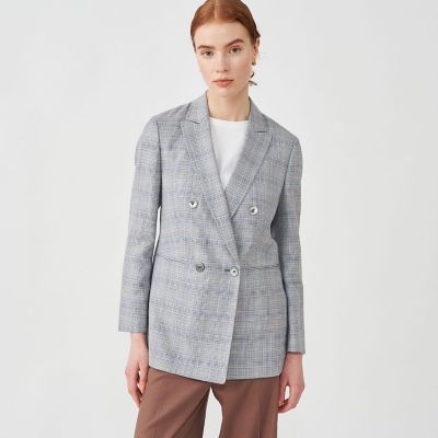 ブルーグレンチェック ダブルブレストジャケット | maison