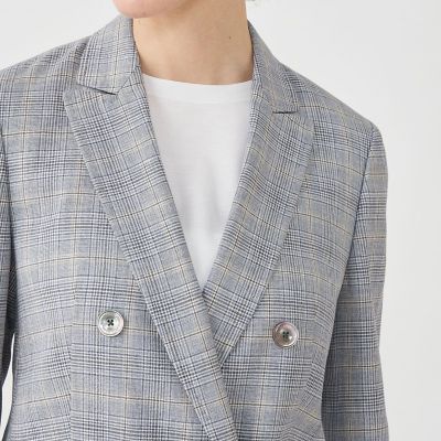 ブルーグレンチェック ダブルブレストジャケット | maison
