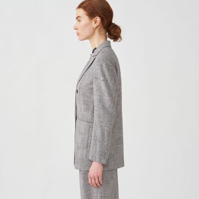 シャイニーグレンチェック ダブルブレストジャケット | maison 