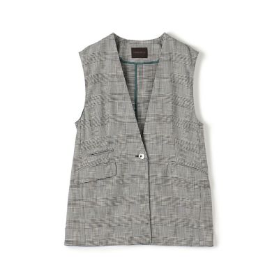 ＜maison TOMORROWLAND＞シャイニーグレンチェック　Ｖカラージレ