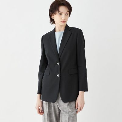 リネンストレッチ　ベルテッドジャケット