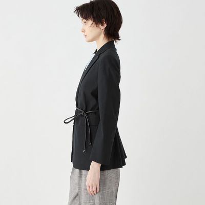 リネンストレッチ　ベルテッドジャケット