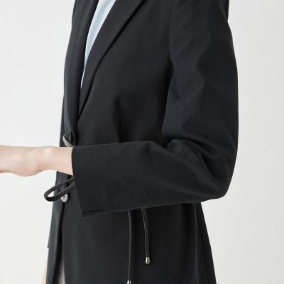 リネンストレッチ　ベルテッドジャケット