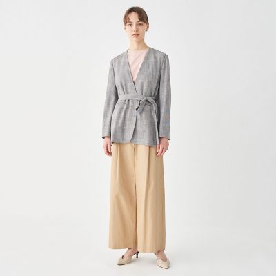 シャイニーグレンチェック サイドスリットジャケット | maison  