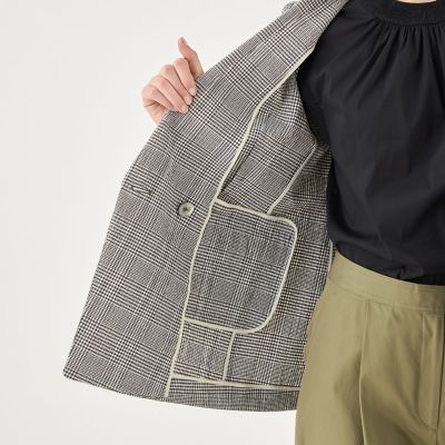 グレンチェックサッカー　ダブルブレストジャケット