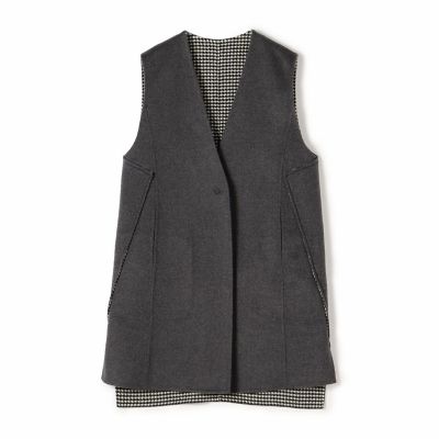 ＜maison TOMORROWLAND＞スーパーダブルフェイス　リバーシブルロングジレ