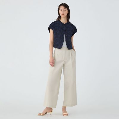 フラワージャカード　ワイドスリーブショートジレ