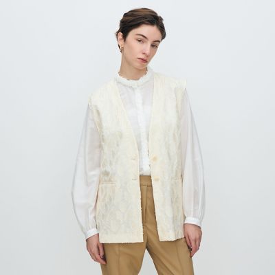 TOMORROWLAND / トゥモローランド シャイニーカットジャカード Vカラージレ TOMORROWLAND｜シャイニーカットジャカード Vカラージレ