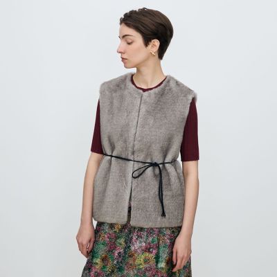 フェイクミンク ベルテッドジレ | maison TOMORROWLAND/メゾン