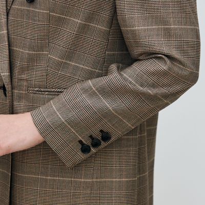 ザ ジジ/グレンチェックダブルブレストジャケット/イタリア製/ターコイズメランジ ザ ジジ/グレンチェックダブルブレストジャケット/イタリア製