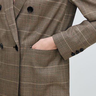 ザ ジジ/グレンチェックダブルブレストジャケット/イタリア製/ターコイズメランジ ザ ジジ/グレンチェックダブルブレストジャケット/イタリア製