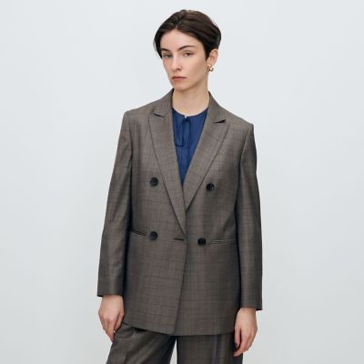 美品　T−JACKET　ダブルブレスト　メランジ　テーラードジャケット M 365 GLEN CHECK ダブルブレストジャケット | maison