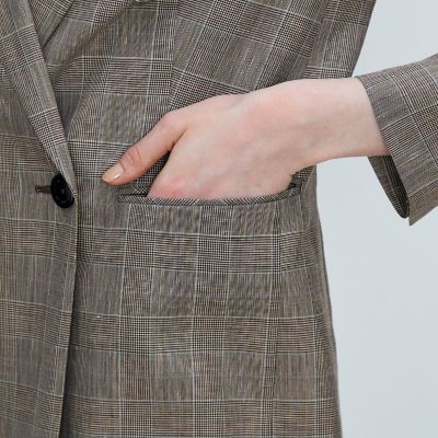 【美品】ANAY ブラウン系チェック ダブルブレストジャケット ブラウン チェック柄 ダブルブレスト ジャケット - メルカリ