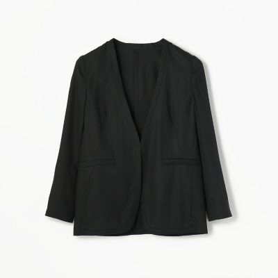 ウォッシャブルコットン　ノーカラージャケット