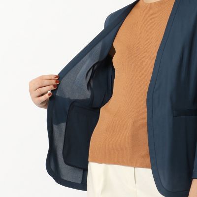 ウォッシャブルコットン　ノーカラージャケット