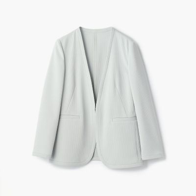 ポリエステルワッフル　ノーカラージャケット