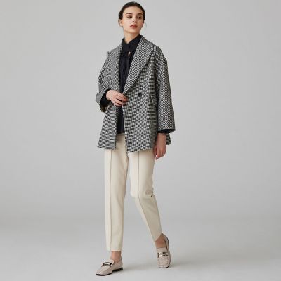 トゥモローランド　ウールカシミヤハウンドトゥース ビッグカラーショートコート セール 30%OFF】ウールカシミヤハウンドトゥース ビッグカラー