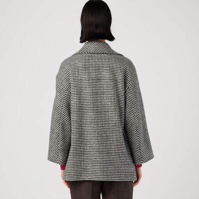 ウールカシミヤハウンドトゥース ビッグカラーショートコート | maison
