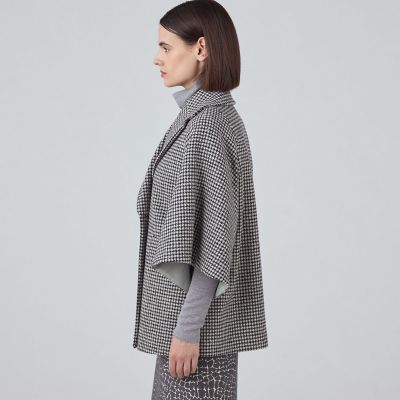 ウールカシミヤシェファード フレアスリーブショートコート | maison