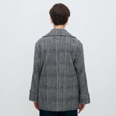 UNDERCOVER チェック柄 ダブルブレストコート UNDERCOVER(アンダーカバー) チェック 背面切り替え縮絨チェック