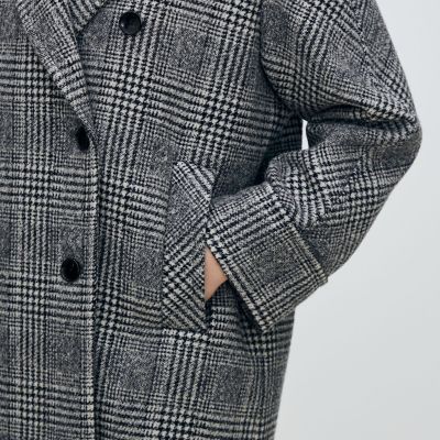 ウールカシミヤグレンチェック ダブルブレストコート | maison