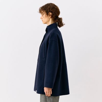 ☆m,i,dラムメルトンパールボタンミドルコート　34 ネイビー新品未使用☆ 予約商品11月上旬以降順次お届け】スーパーダブルフェイス ミドル