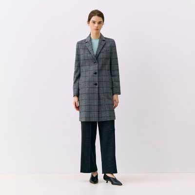 ★美品★ICB チェック チェスターコート グレージュ 11号 予約商品11月上旬以降順次お届け】ウールカシミヤビーバーグレン