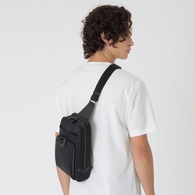 ブラックレーベル クレストブリッジ【美品】オールレザー バイカラー ボディバッグ ライトウェイトコーデュラバリスティックスマートボディバック（バッグ